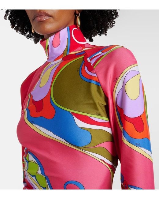 Emilio Pucci Red Minikleid Orchidee Aus Jersey
