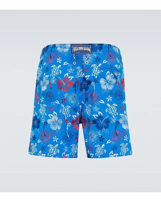 Vilebrequin Blue Tropical Turtles Embroidered Swim Trunks for men