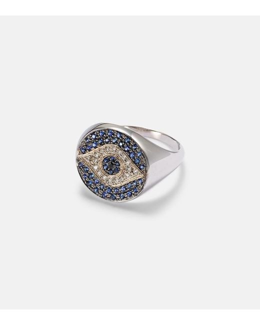 Ileana Makri Blue Dawn Chevalier 18Kt Ring With Diamonds And Sapphires
