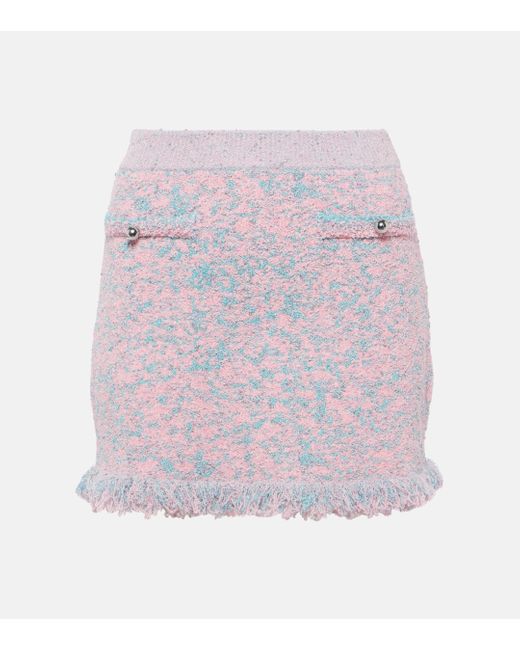 Mini-jupe en tweed Rabanne en coloris Pink