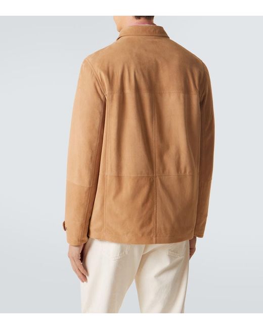 Brunello Cucinelli Brown Suede Field Jacket for men