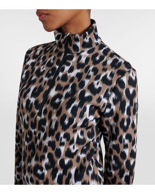 Fusalp Black Orion Leopard-Print Ski Top