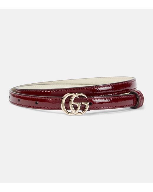 Gucci Purple GG Marmont Slim Patent Leather Belt