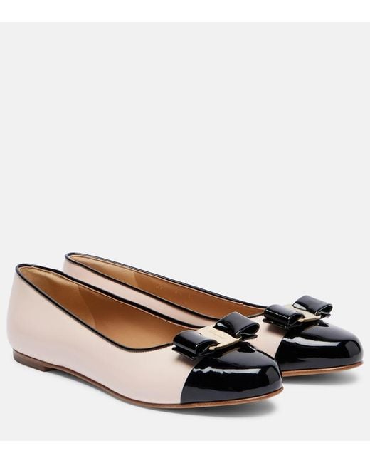 Ferragamo White Varina Leather Ballet Flat