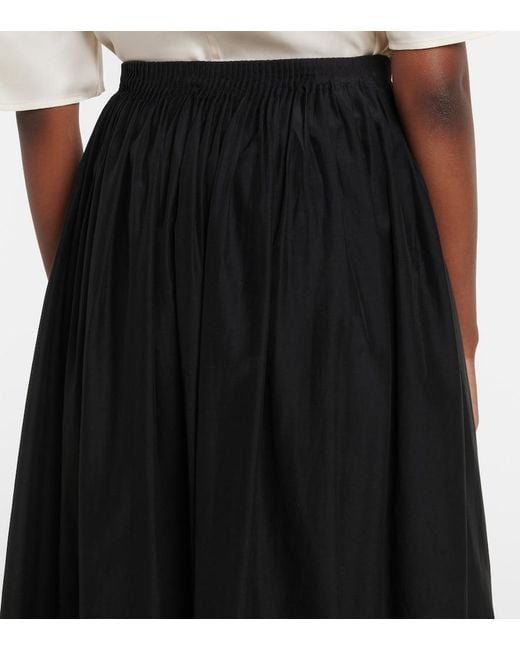 Loulou de Saison Black Naya Gathered Cotton And Silk Maxi Skirt