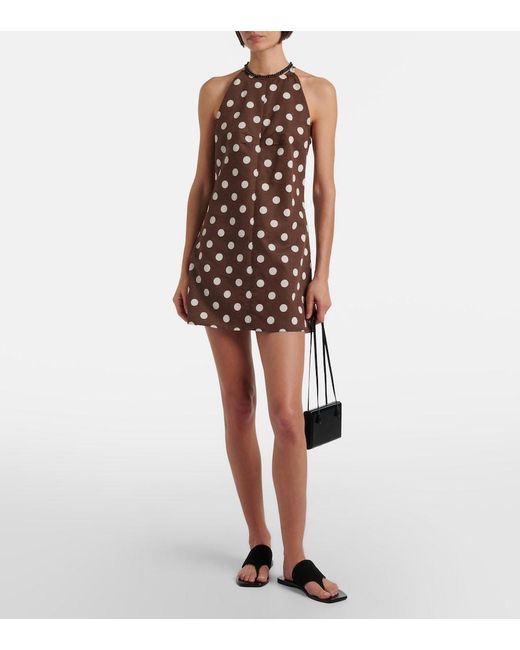 Asceno Brown Antigua Linen And Cotton Minidress