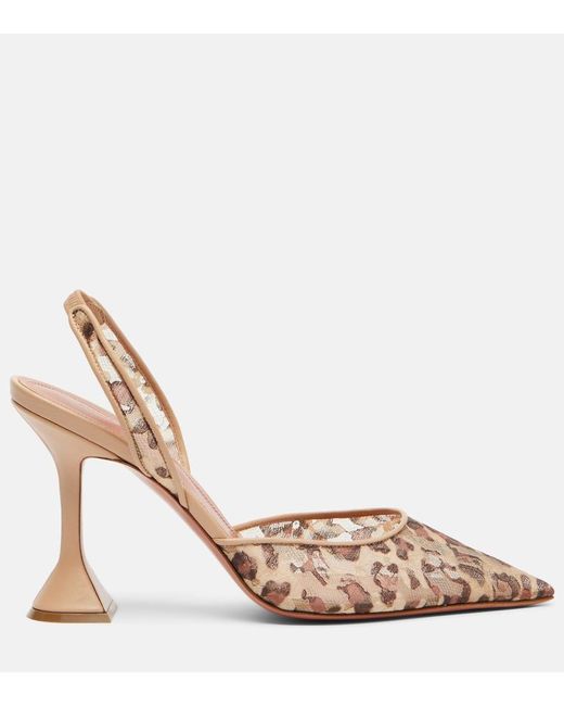 AMINA MUADDI Brown Holli 95 Leopard-Print Slingback Pumps