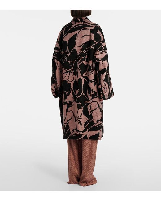 Dries Van Noten Black Floral Coat