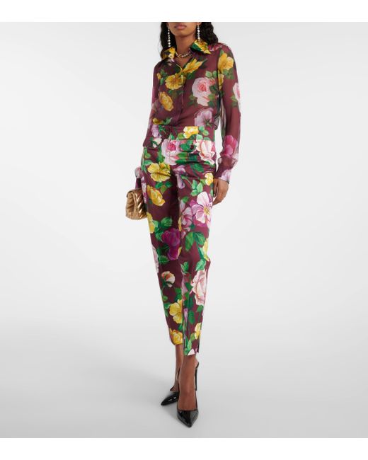 Pantalon a taille base en coton melange Dolce & Gabbana en coloris Green