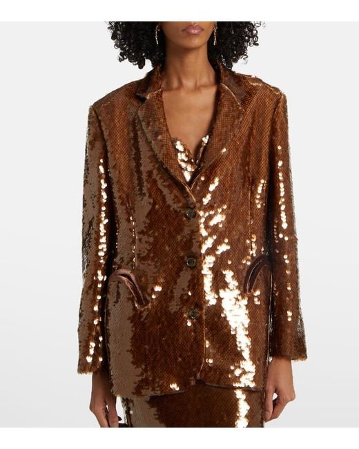 Blazé Milano Brown Tarantella Chiller Sequined Blazer