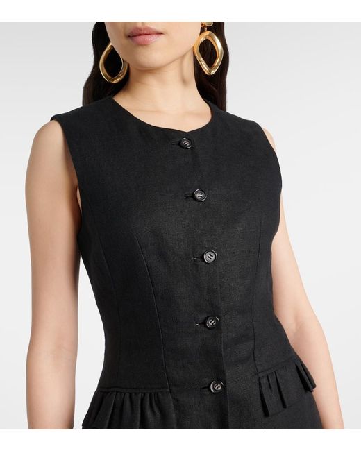 Posse Black Matilda Ruffled Linen Vest