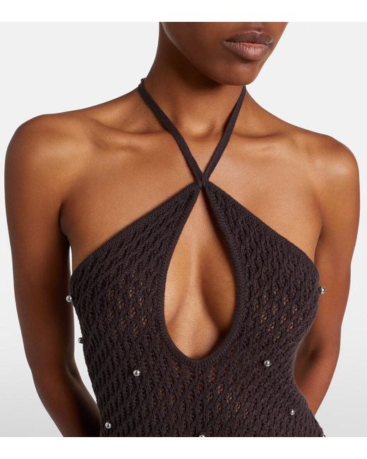 Staud Black Isola Crochet Embellished Cotton Beach Dress