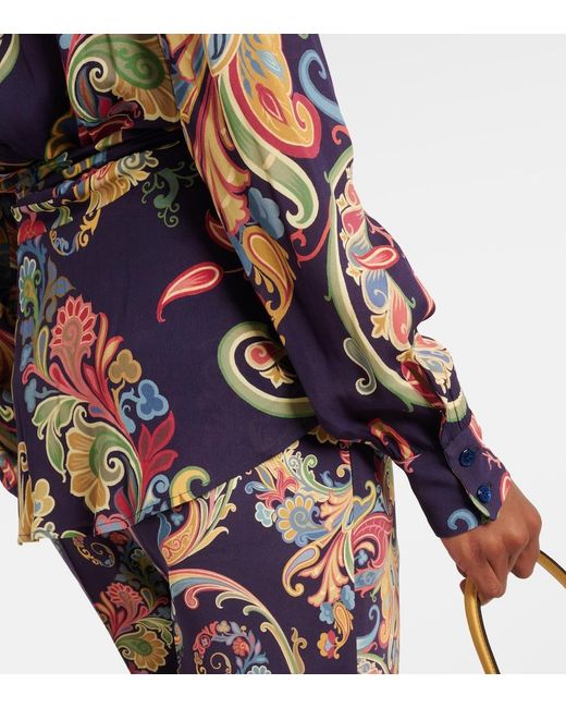 Etro Blue Printed Wrap Top