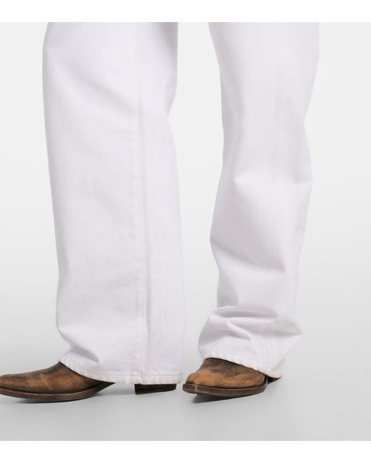 Khaite White Bonnie High-Rise Straight Jeans