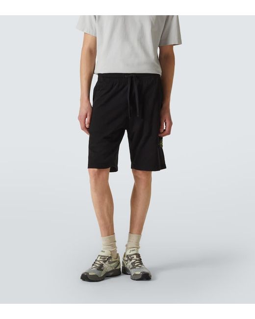 Shorts En Jersey De Algodon Stone Island de hombre de color Black