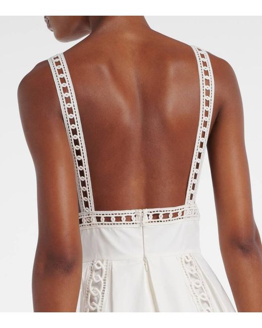 Elie Saab White Besticktes Midikleid Aus Einem Baumwollgemisch