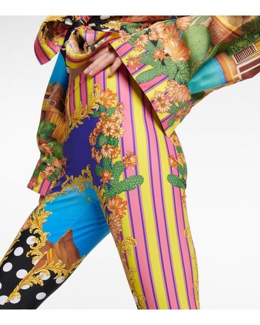 Versace Blue Medusa Palm Springs Leggings