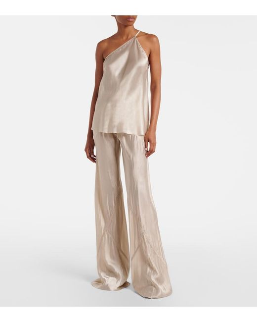 Rick Owens Natural Satin Flared Pants