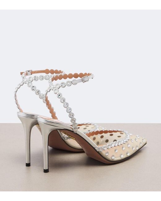 Aquazzura Metallic Tequila Embellished Mesh Pumps
