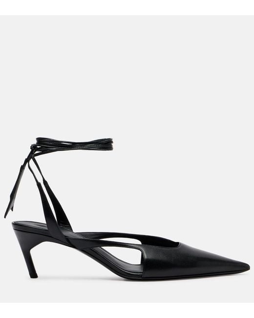 The Attico Black Diane 55 Leather Slingback Pumps