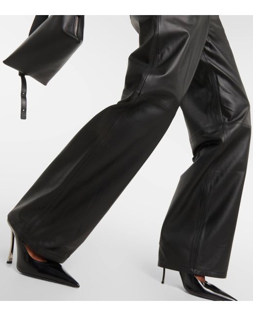 Wardrobe NYC Black High-rise Leather Wide-leg Pants