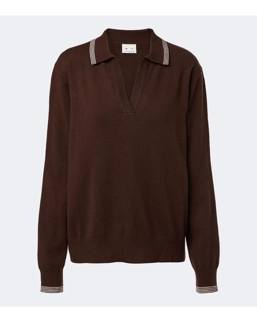 The Upside Brown Coco Luna Cashmere-Blend Polo Sweater