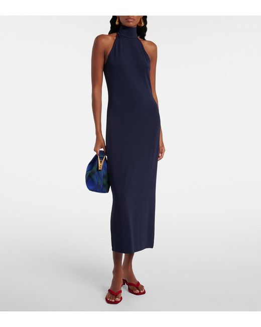 Polo Ralph Lauren Blue High-Neck Jersey Maxi Dress