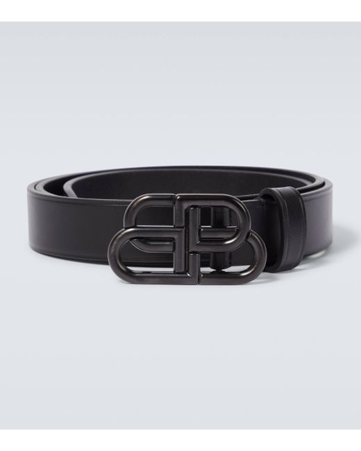 Balenciaga Black Leather Belt for men