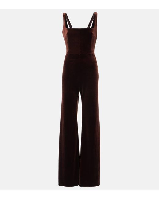 Galvan Blue Vesper Velvet Jumpsuit