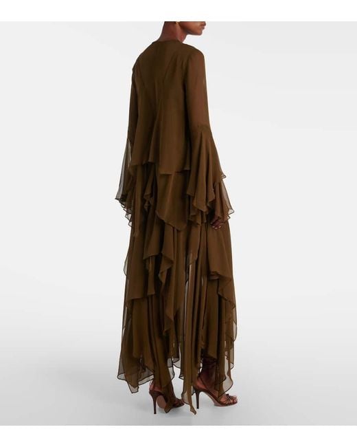 Zimmermann Brown Draped Silk Organza Gown