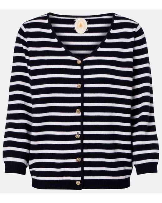 Jardin Des Orangers Blue Striped Cashmere Cardigan