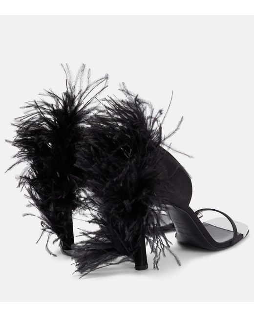 Area Black X Sergio Rossi Amazona Feather-Trimmed Sandals
