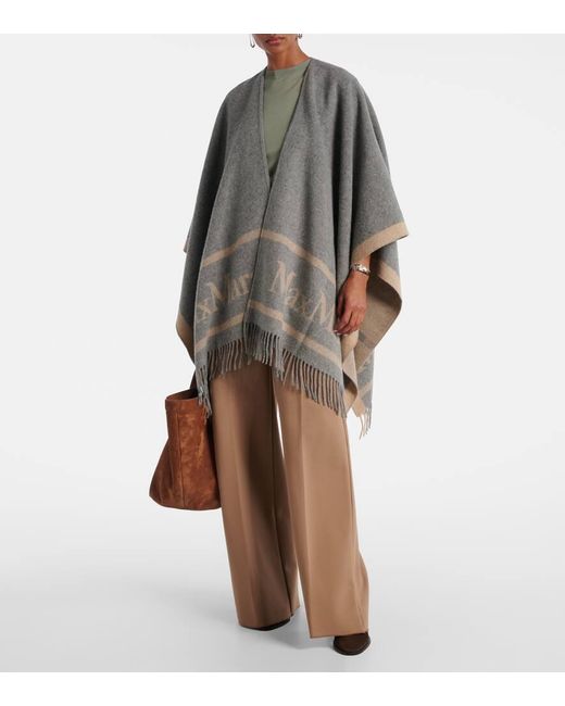 Max Mara Gray Cape Hilde Aus Woll-Jacquard