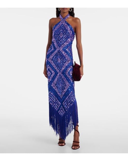 ‎Taller Marmo Blue Maxikleid Nina Mit Pailletten