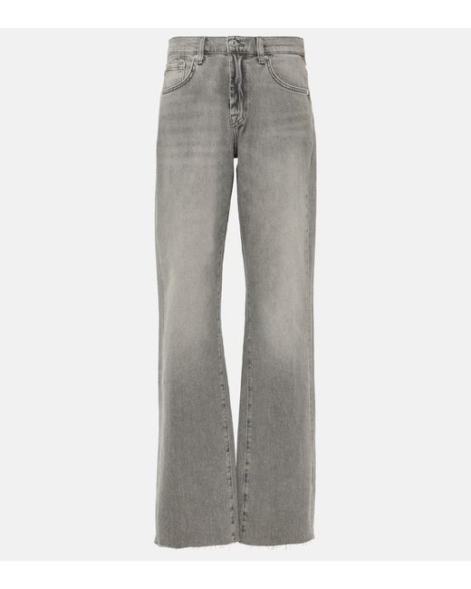 Jeans A Gamba Larga Tess A Vita Alta di 7 For All Mankind in Gray