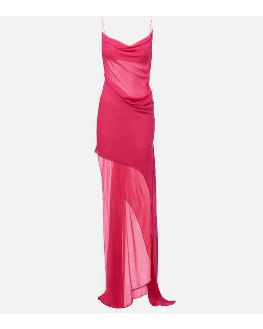 christopher esber draped silk-georgette maxi dress Christopher Esber Draped Silk Georgette Maxi Dress in Pink