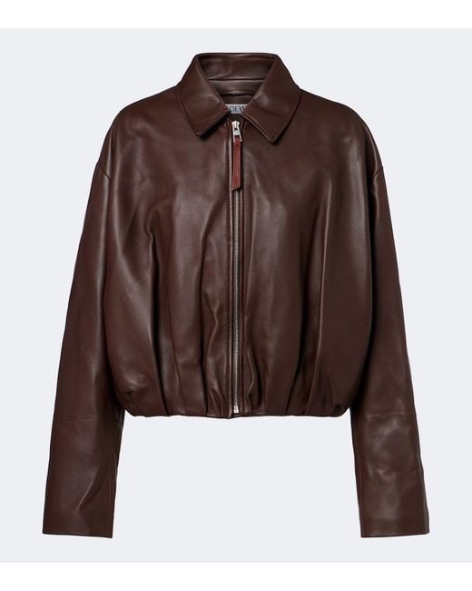 Loewe Brown Draped Leather Jacket