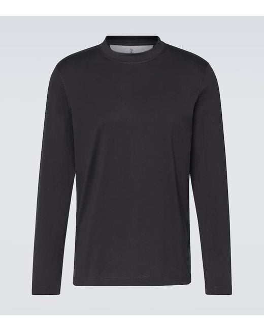 Brunello Cucinelli Pullover Aus Baumwolle in Black für Herren