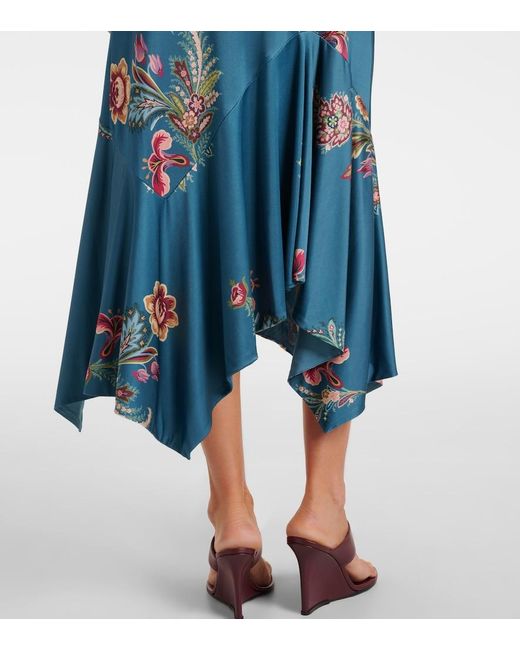 Etro Blue Printed Midi Dress
