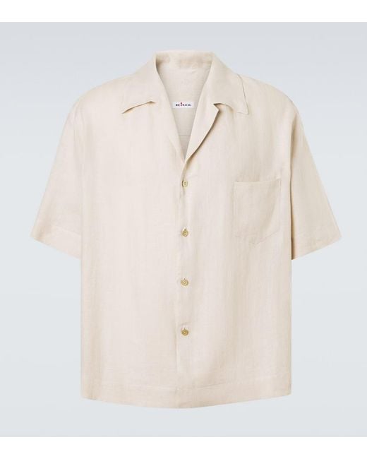 Kiton Natural Linen Bowling Shirt for men