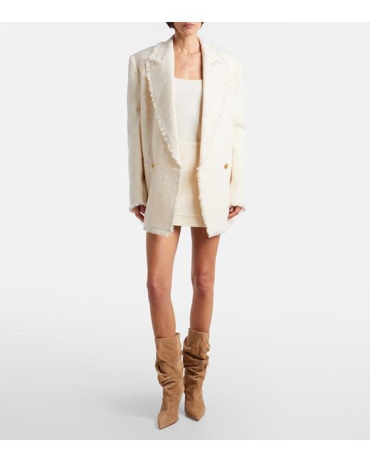 Balmain White Tweed Miniskirt