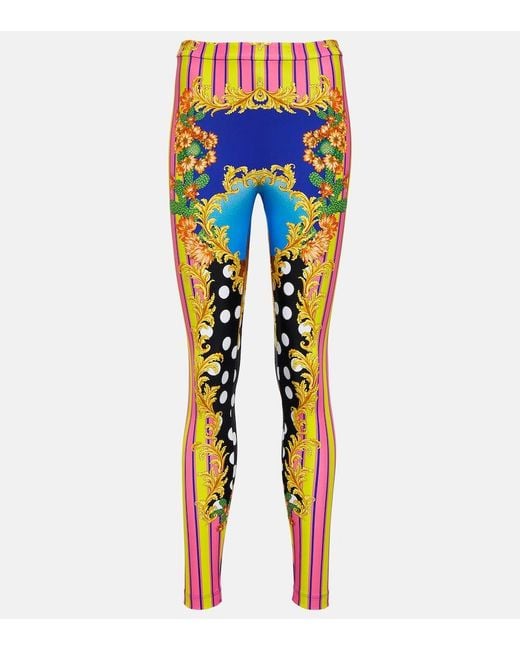 Versace Blue Medusa Palm Springs Leggings