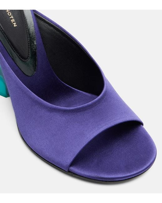 Dries Van Noten Blue Satin Wedge Mules