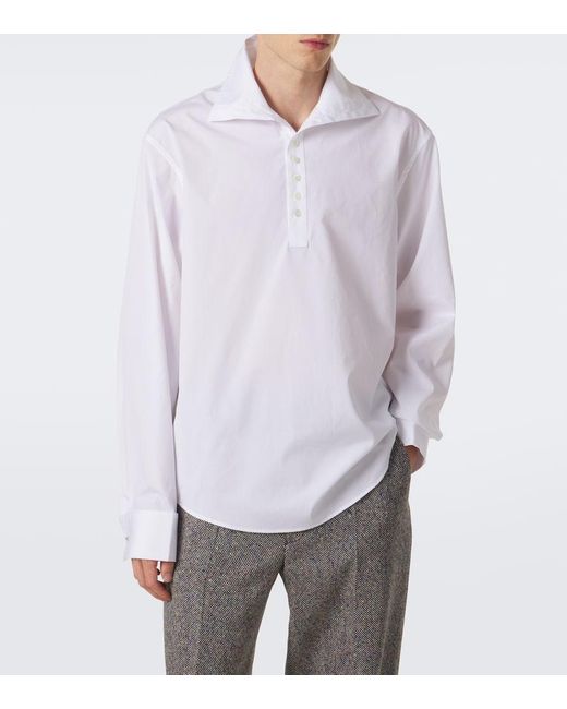 Dries Van Noten White Cotton Poplin Shirt for men