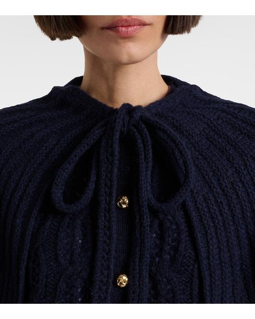 FRAME Blue Caped Wool-Blend Cardigan