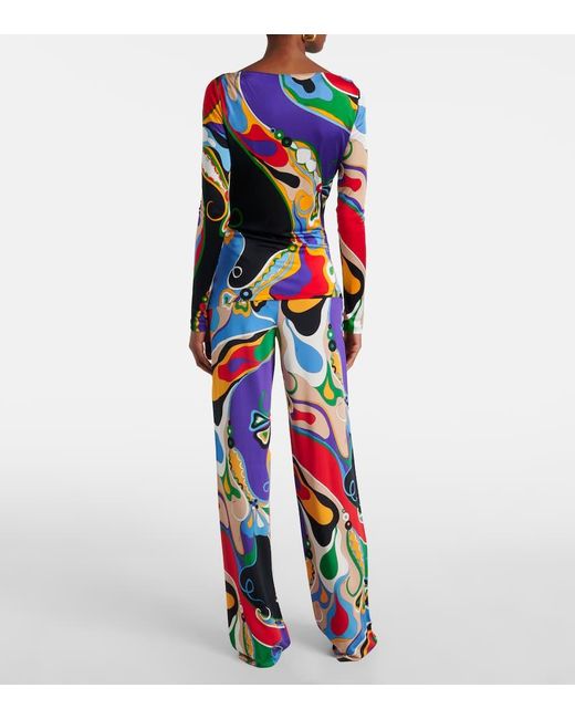 Emilio Pucci Blue Top Orchidee Aus Jersey
