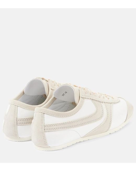 Dries Van Noten Natural Suede-Trimmed Leather Sneakers