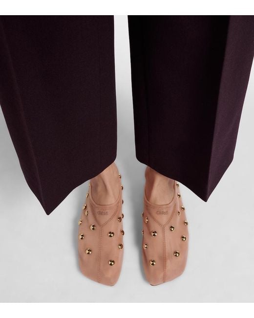 Chloé Pink Rita Studded Mesh Flats