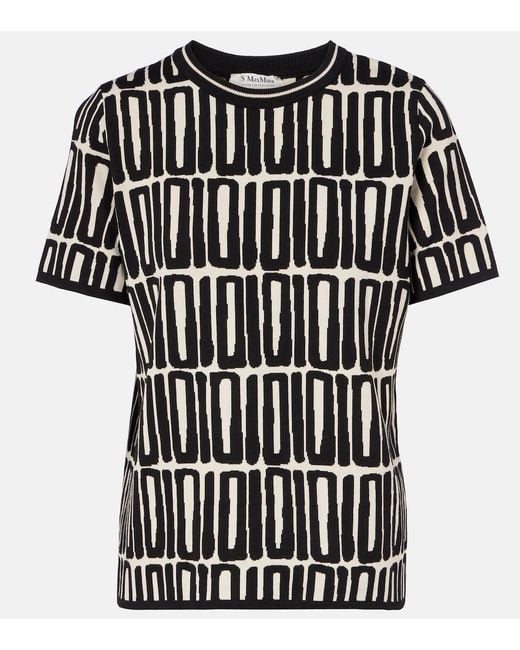 Max Mara Black Max Mara Ramo Printed Cotton Top
