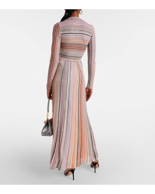 Missoni Pleated Sequined Lame Maxi Dress in Natural Lyst UK
